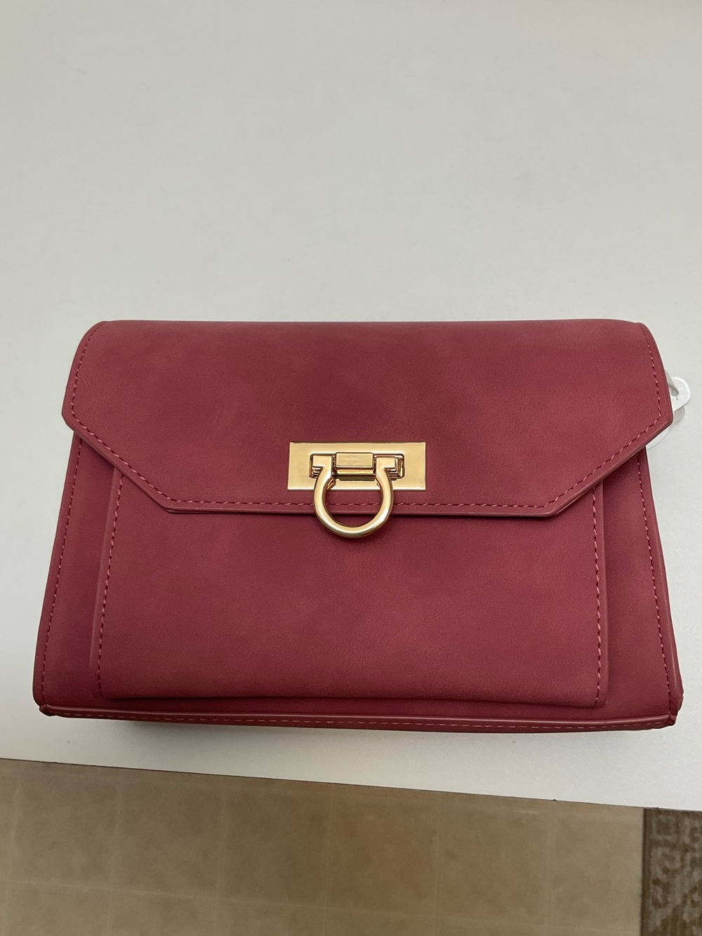 Save the Girls. RFID TOUCH SCREEN burgundy Red Crossbody with Gold Hardware